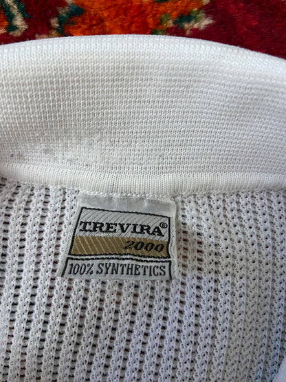 Vintage 1970s Deadstock White Loose Knit Polo Top