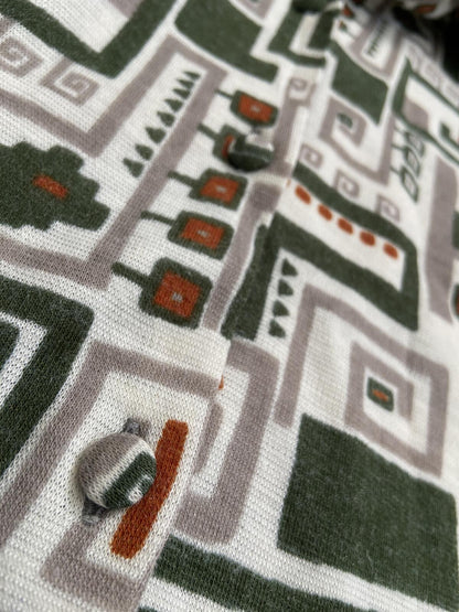 Vintage 1970s Green Print Beagle Collar Shirt