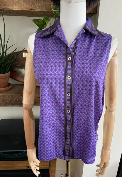 Vintage 1960s Purple Geometric Dickey Shirt