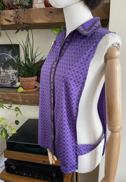 Vintage 1960s Purple Geometric Dickey Shirt