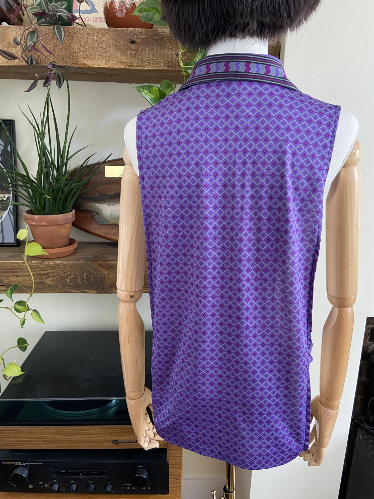 Vintage 1960s Purple Geometric Dickey Shirt