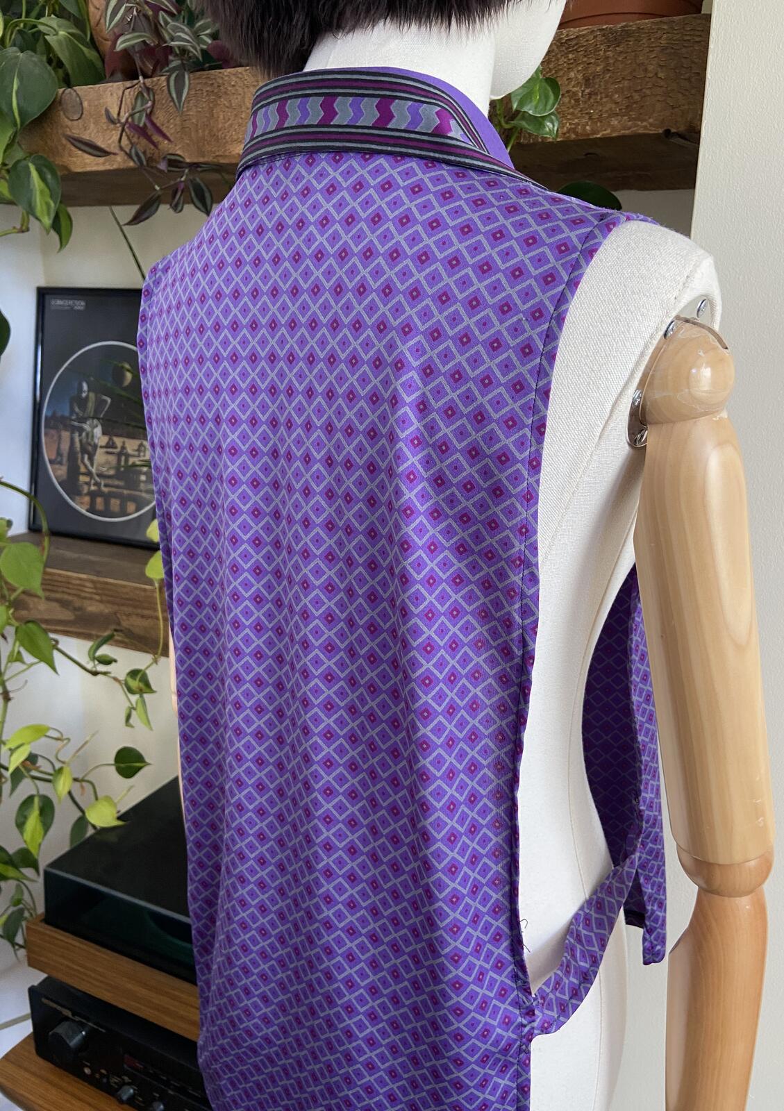 Vintage 1960s Purple Geometric Dickey Shirt