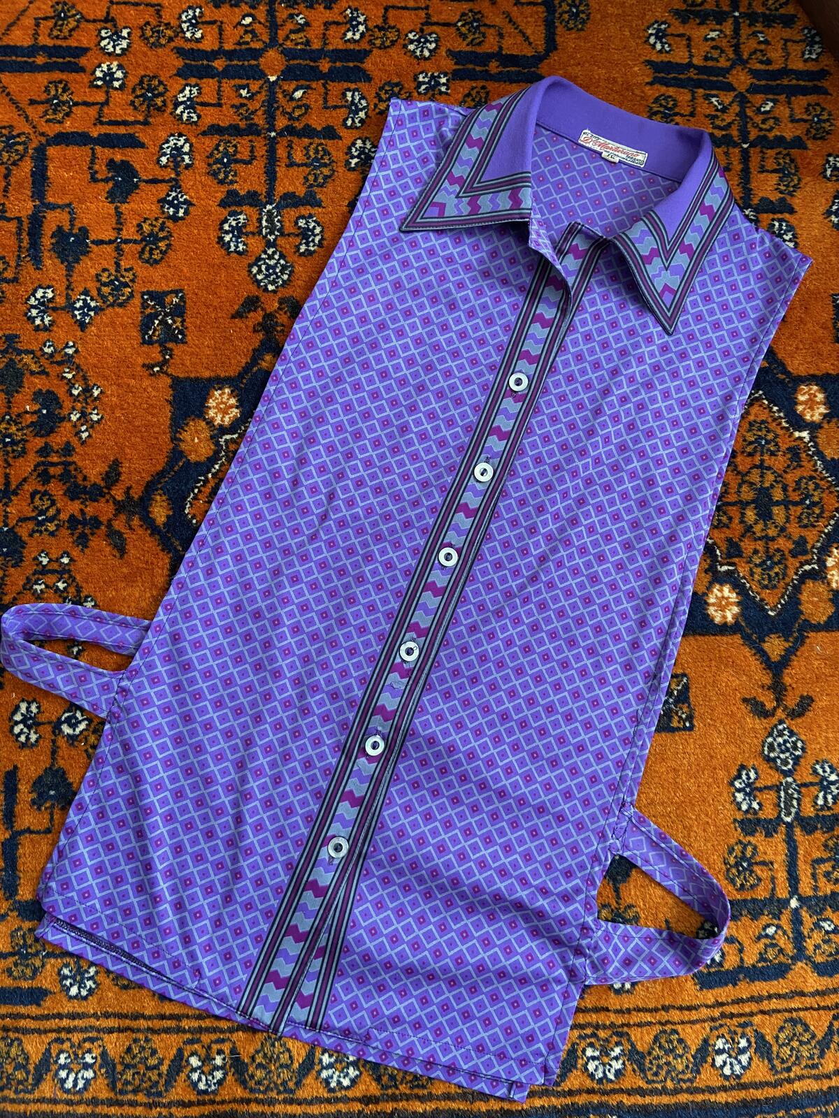 Vintage 1960s Purple Geometric Dickey Shirt
