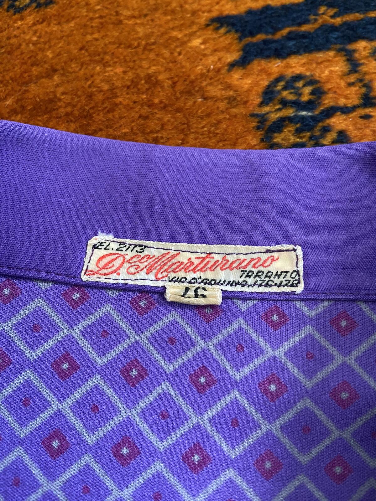 Vintage 1960s Purple Geometric Dickey Shirt