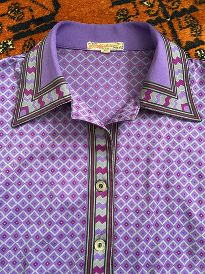 Vintage 1960s Purple Geometric Dickey Shirt