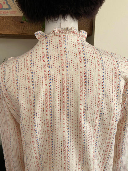 Vintage 1970s Cream Print Prairie Blouse