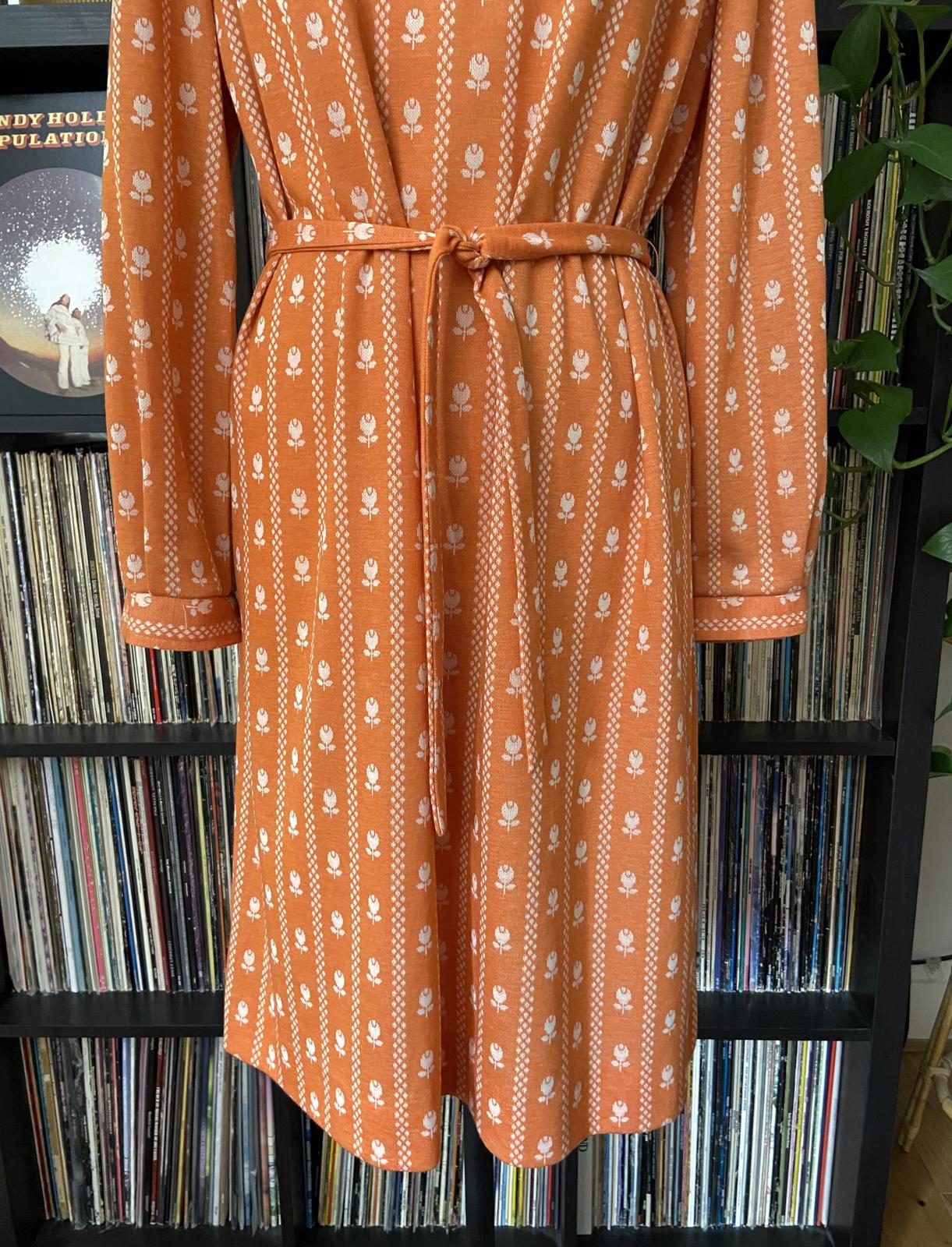 Vintage 1970s Orange Print Tunic Dress