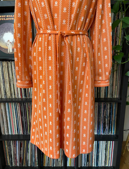 Vintage 1970s Orange Print Tunic Dress