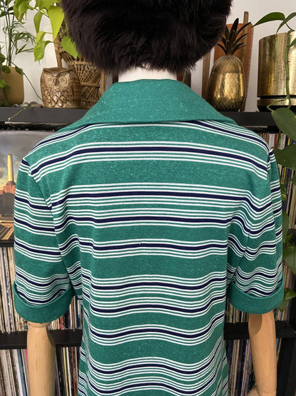 Vintage 1970s Green Striped T-Shirt Dress