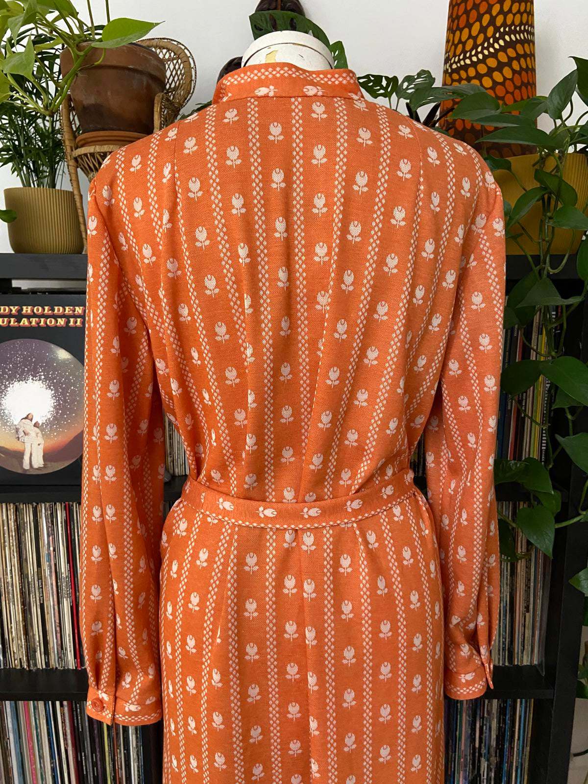 Vintage 1970s Orange Print Tunic Dress