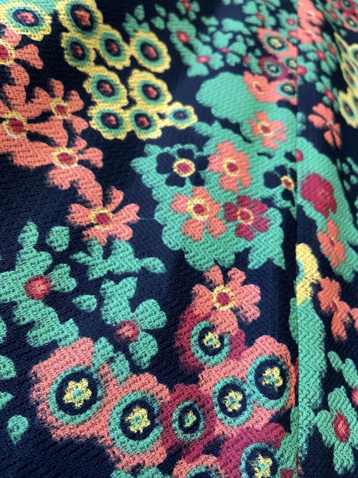 Vintage 1970s Colourful Floral Halterneck Dress