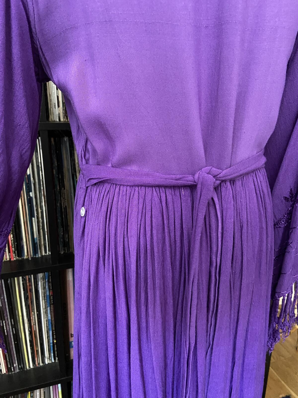 Vintage 1970s Purple Fringed Afghan Dress