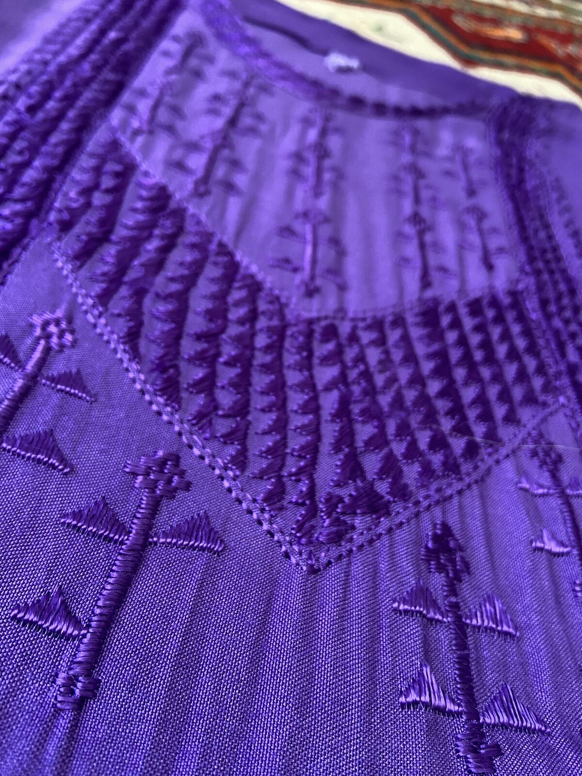 Vintage 1970s Purple Fringed Afghan Dress