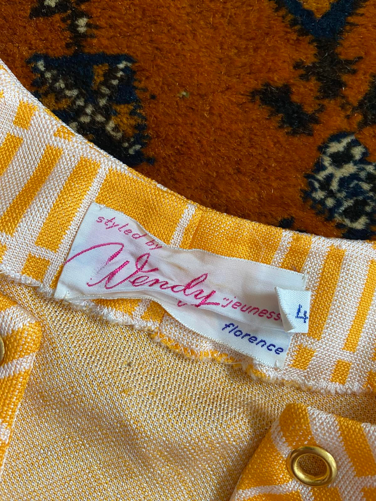 Vintage 1960s Orange Check Lace Up Dress