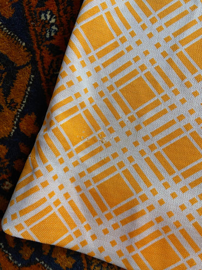 Vintage 1960s Orange Check Lace Up Dress