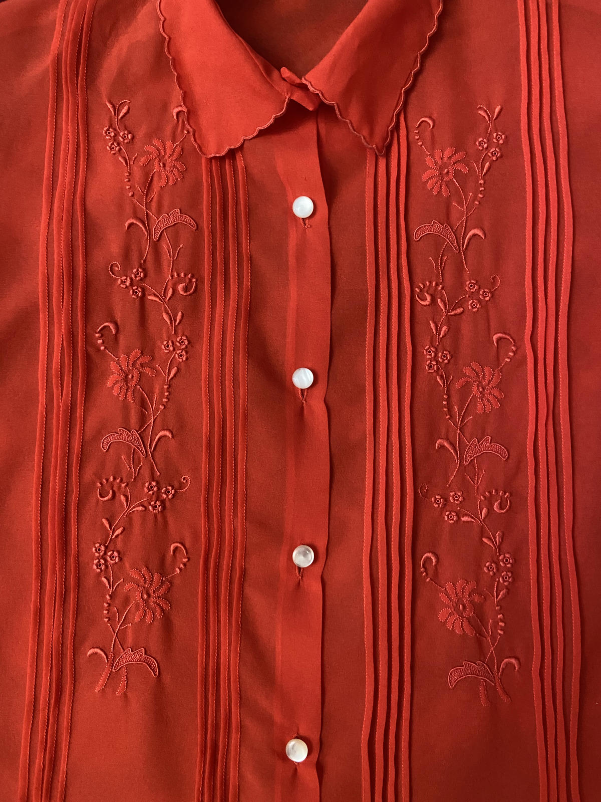 Vintage 1970s Sheer Embroidered Shirt