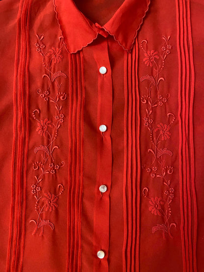 Vintage 1970s Sheer Embroidered Shirt
