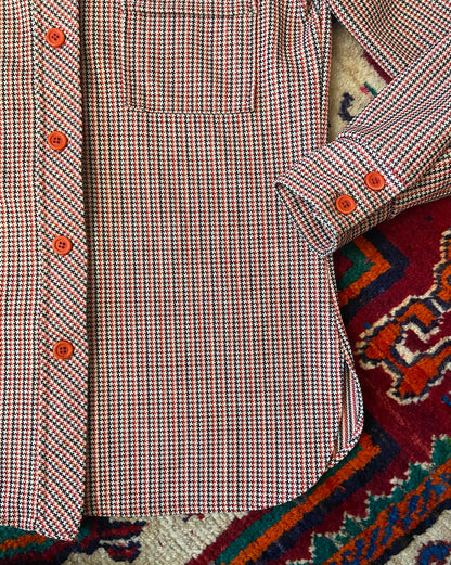Vintage 1970s Houndstooth Dagger Collar Shirt