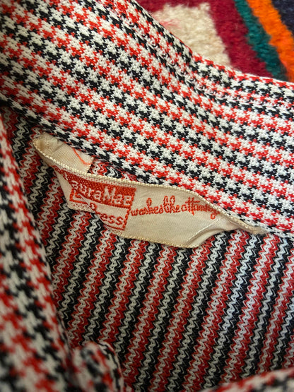 Vintage 1970s Houndstooth Dagger Collar Shirt