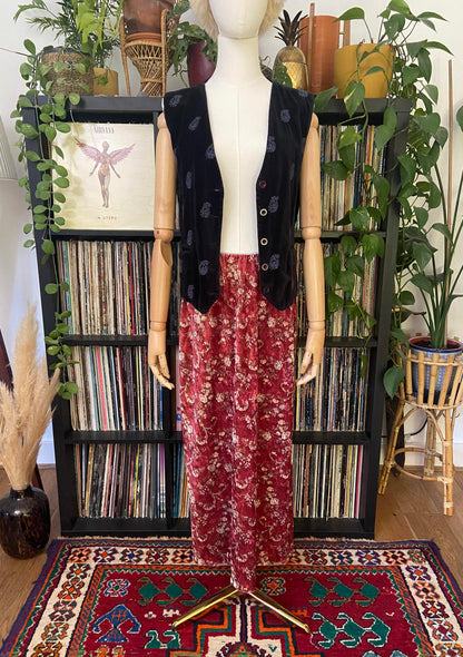 Vintage Crushed Velvet Floral Skirt
