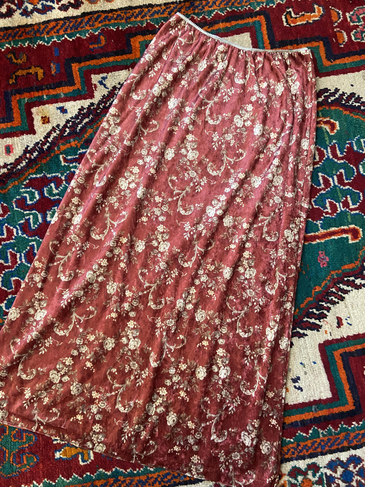 Vintage Crushed Velvet Floral Skirt