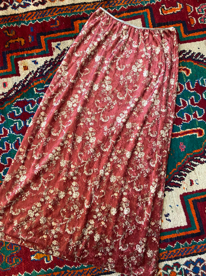 Vintage Crushed Velvet Floral Skirt