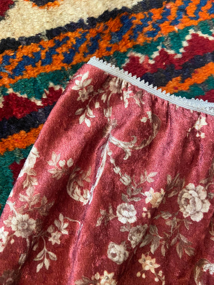 Vintage Crushed Velvet Floral Skirt