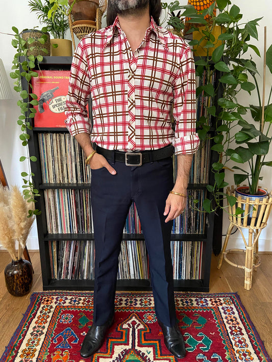 Vintage 1970s Dagger Collar Jersey Shirt
