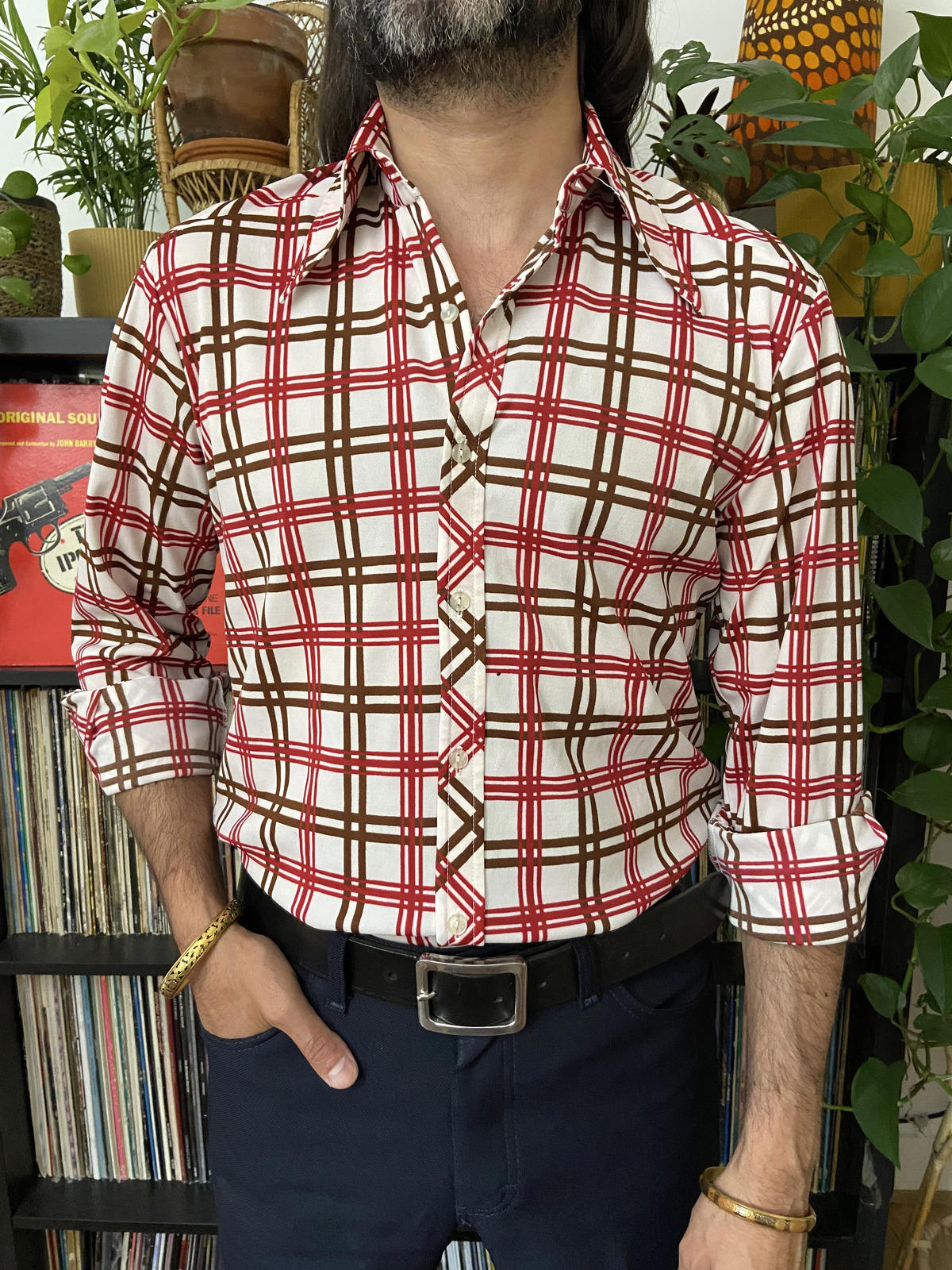 Vintage 1970s Dagger Collar Jersey Shirt