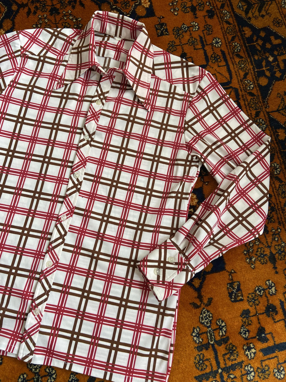 Vintage 1970s Dagger Collar Jersey Shirt