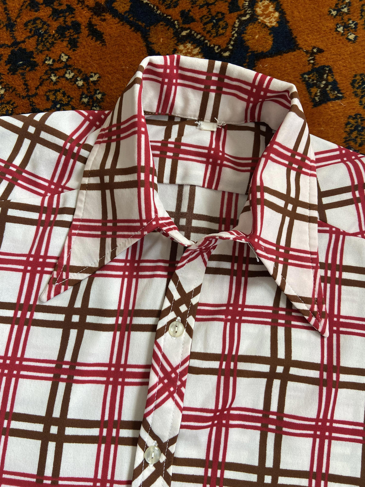 Vintage 1970s Dagger Collar Jersey Shirt