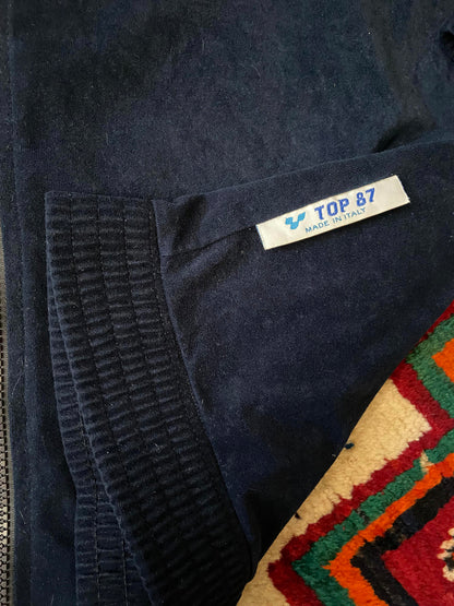 Vintage 1980s Italian Navy Velour Track Top