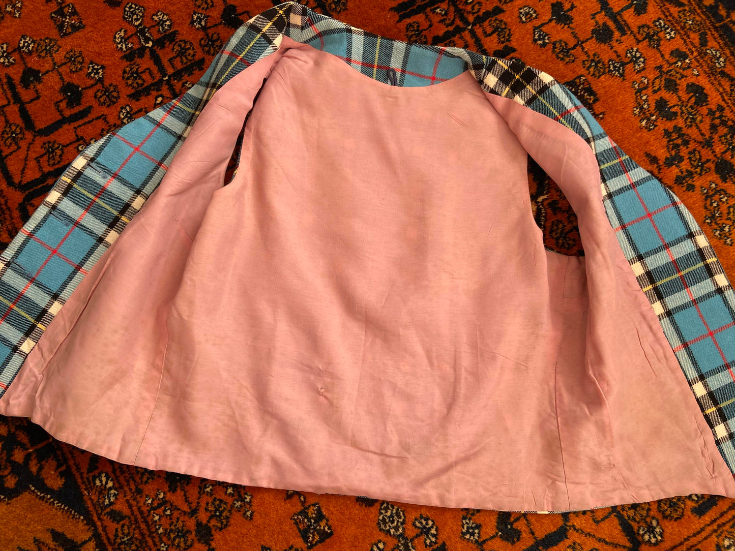 Vintage Blue Tartan Waistcoat