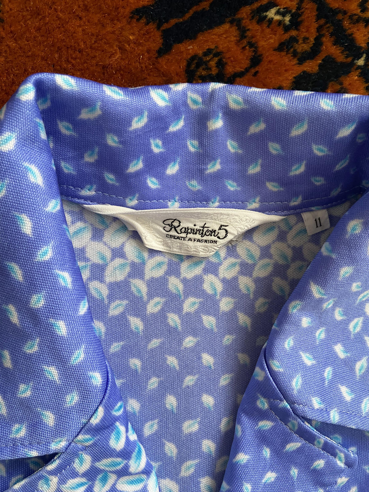 Vintage 1970s Blue Geometric Japanese Shirt