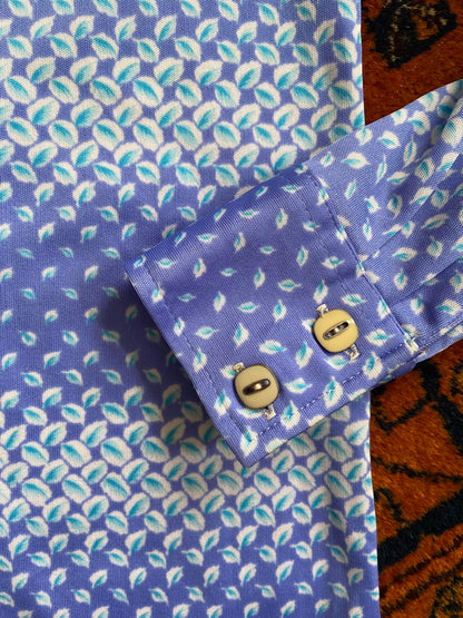 Vintage 1970s Blue Geometric Japanese Shirt