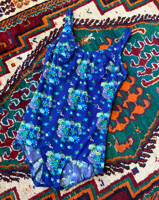 Vintage 1970s Blue Print Swimsuit