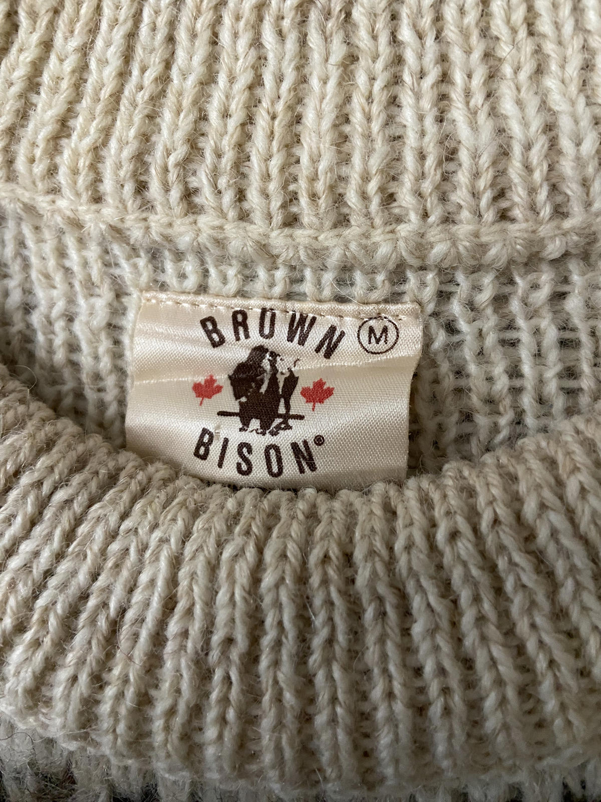 Vintage 1970s Chunky Knit Nordic Cream & Brown Jumper