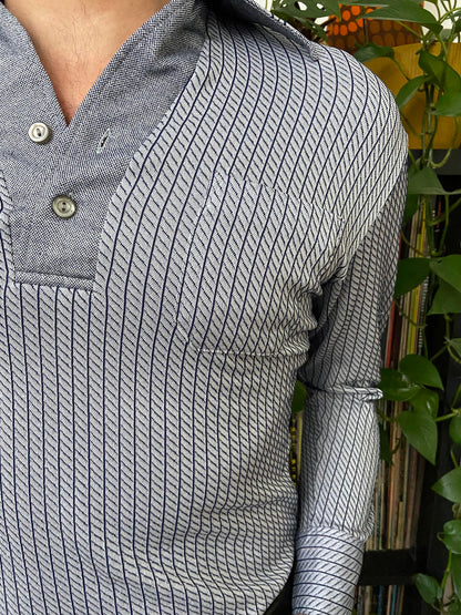 Vintage 1970s Japanese Woven Pattern Jersey Top