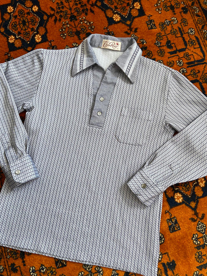 Vintage 1970s Japanese Woven Pattern Jersey Top