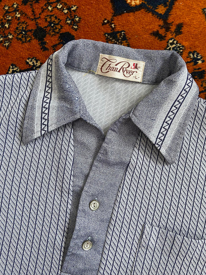 Vintage 1970s Japanese Woven Pattern Jersey Top