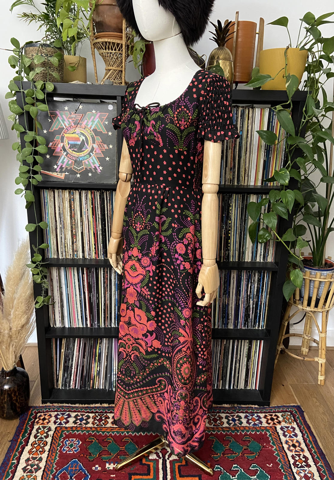Vintage 1970s Paisley Print Maxi Dress