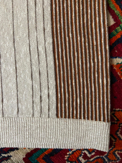 Vintage 1970s Italian Striped Knit Polo Top
