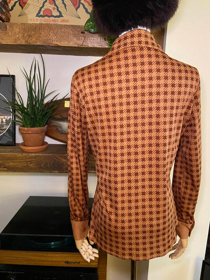 Vintage 1970s Brown Checked Shirt