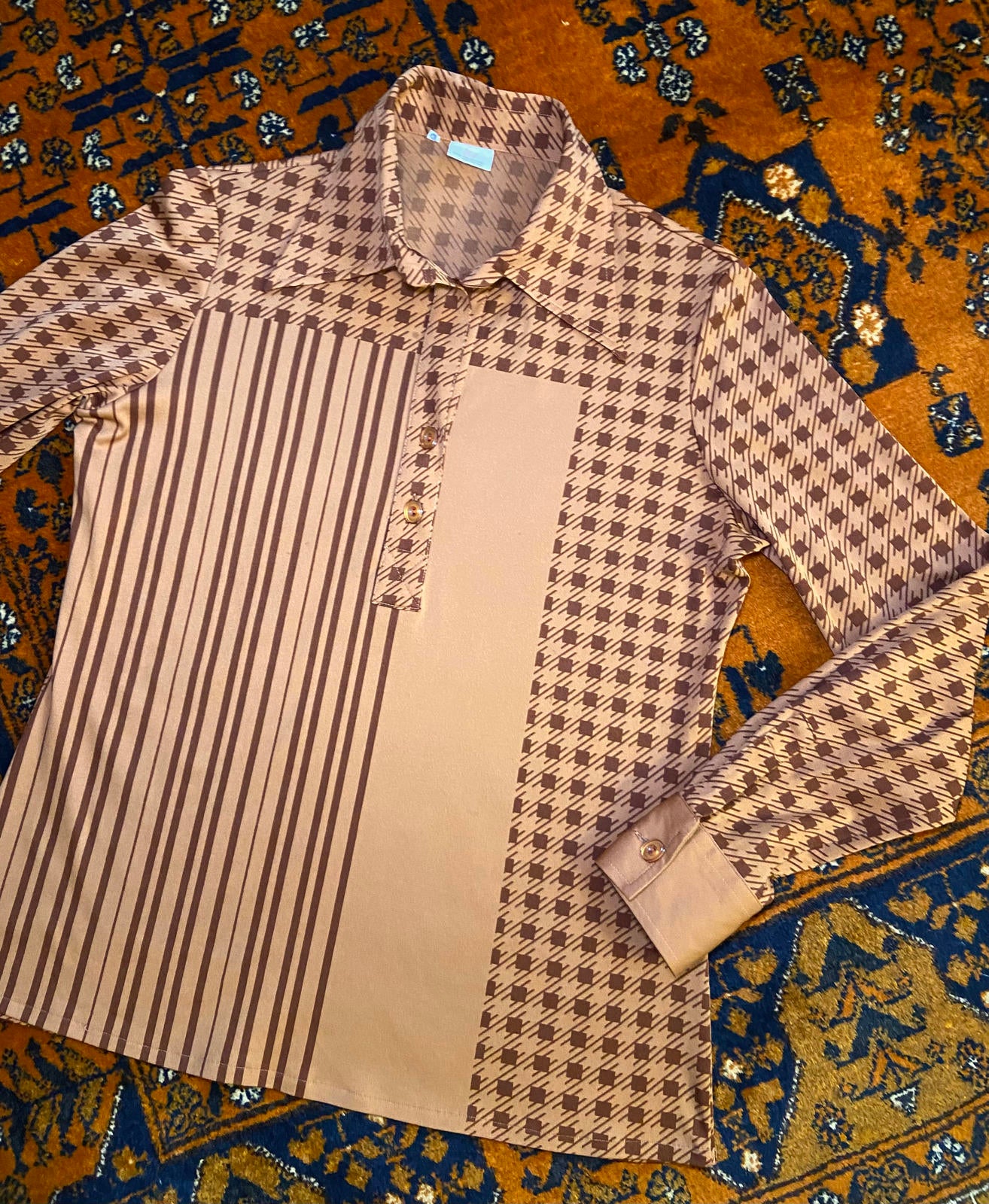 Vintage 1970s Brown Checked Shirt