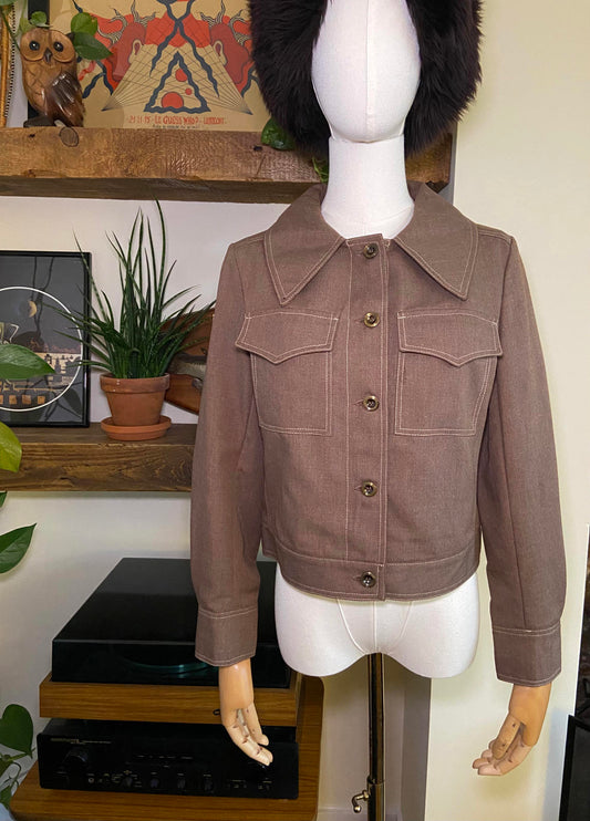 Vintage 1970s Brown Cropped Denim Jacket