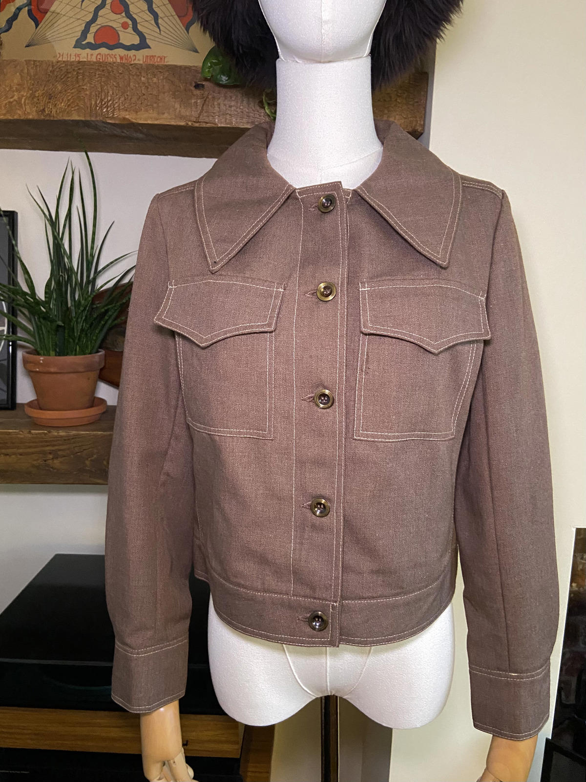 Vintage 1970s Brown Cropped Denim Jacket