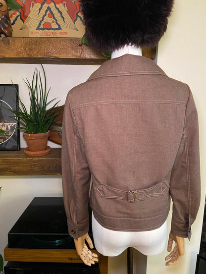 Vintage 1970s Brown Cropped Denim Jacket