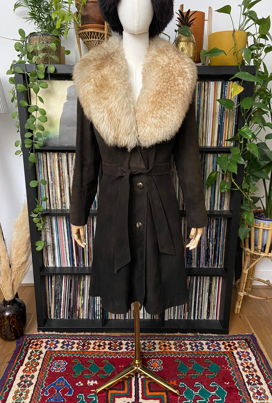 Vintage 1970s Brown Belted Penny Lane Coat