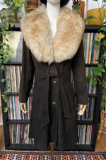 Vintage 1970s Brown Belted Penny Lane Coat