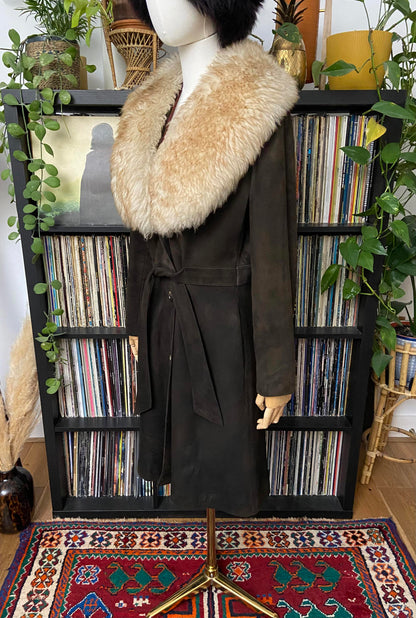 Vintage 1970s Brown Belted Penny Lane Coat